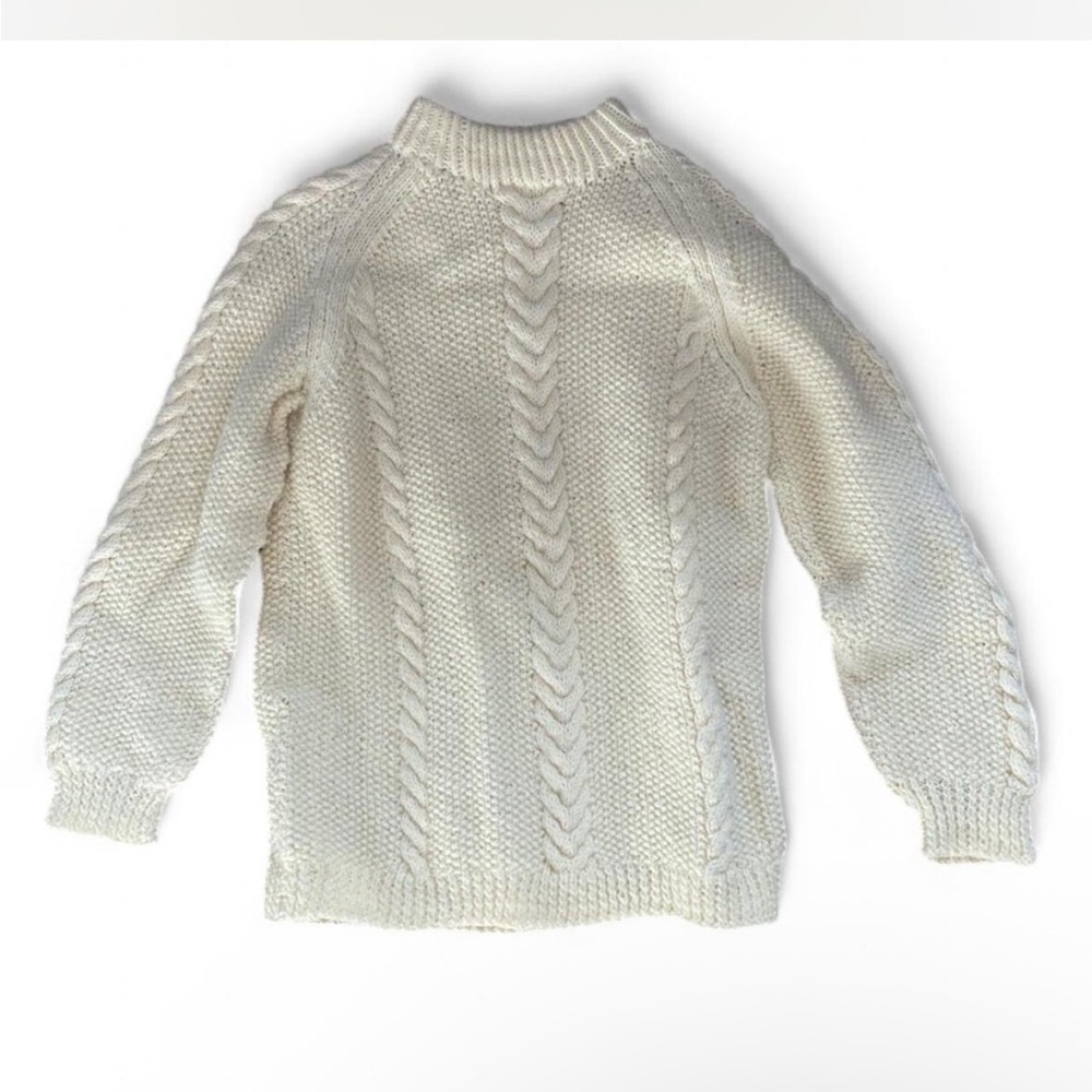 Hand knit wool cable knit cream sweater